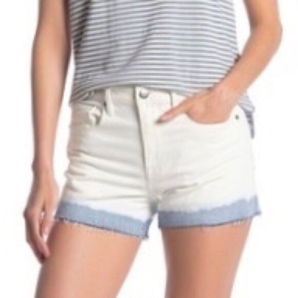 FRAME DENIM High Waisted Dip Dye Denim Shorts White Blue 26 - Picture 8 of 9